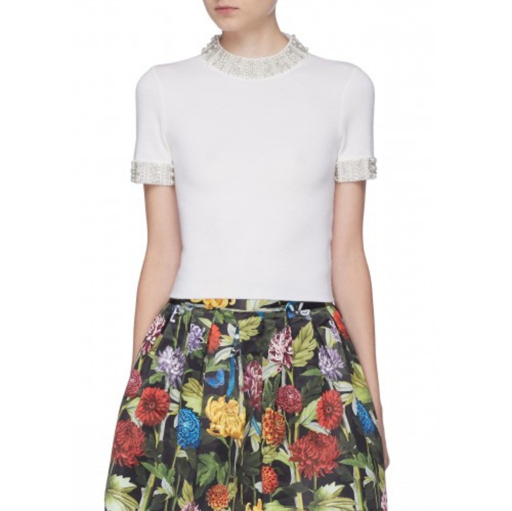 Alice + Olivia Ciara Embellished Crop Sweater